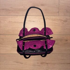 Two-Tone Pink and Black leather Shoulder Bag